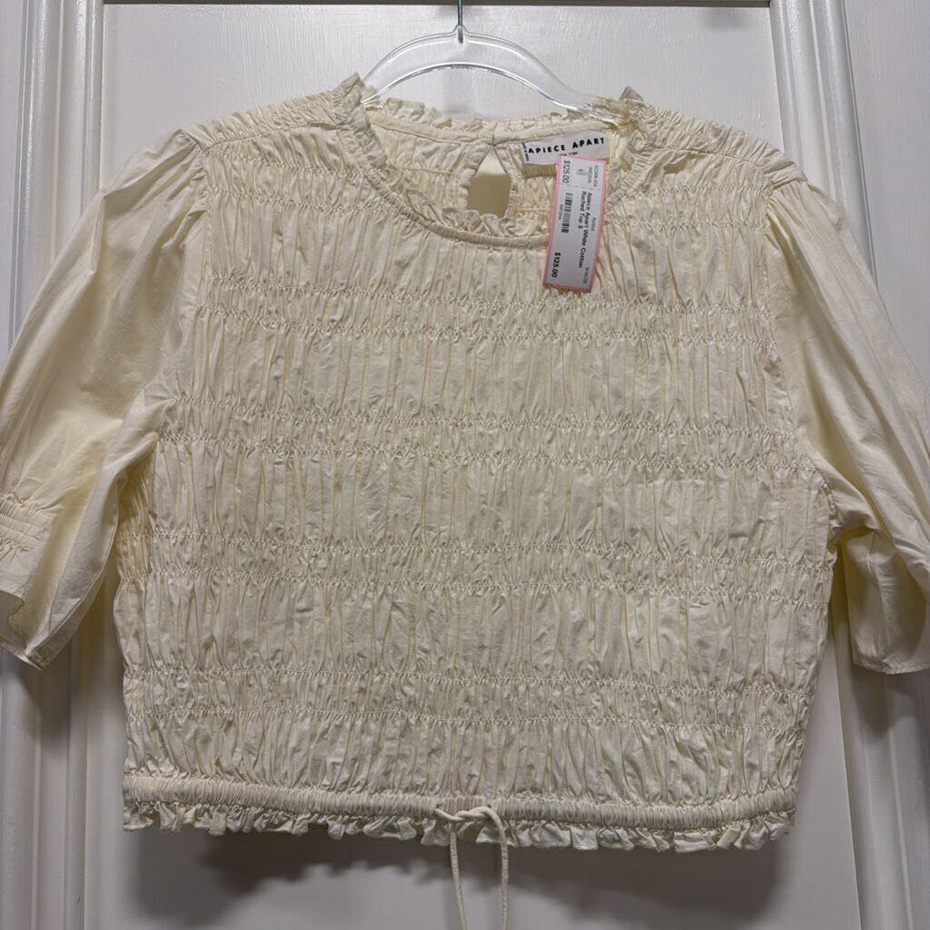 White Cotton Ruched Top