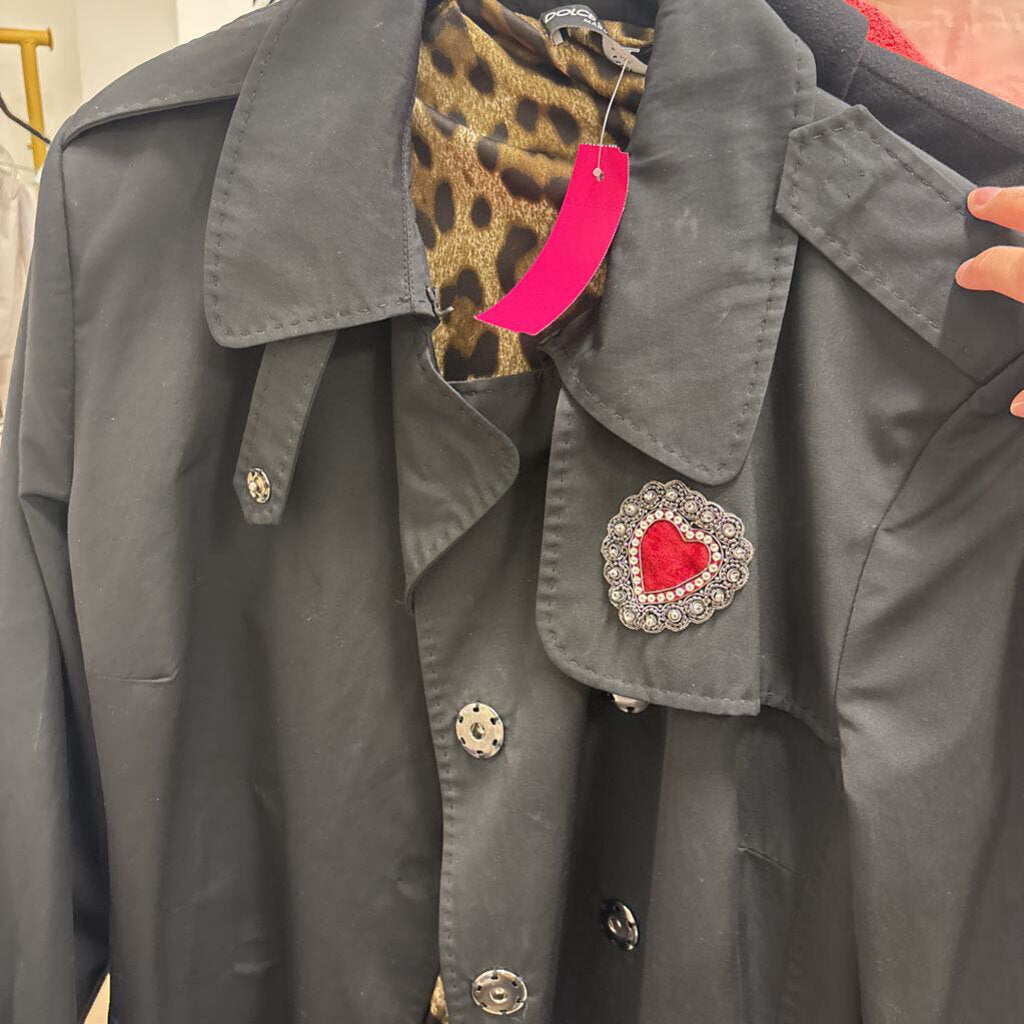 Black Heart Patch Trench Coat