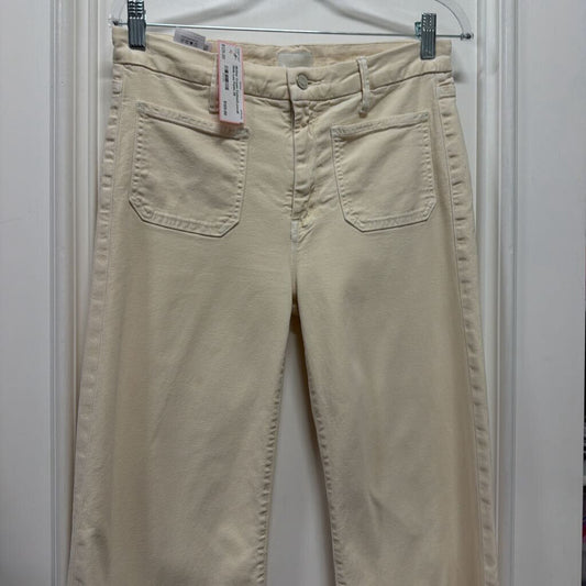 Cream Cotton/Lyocell Wide Leg Pants