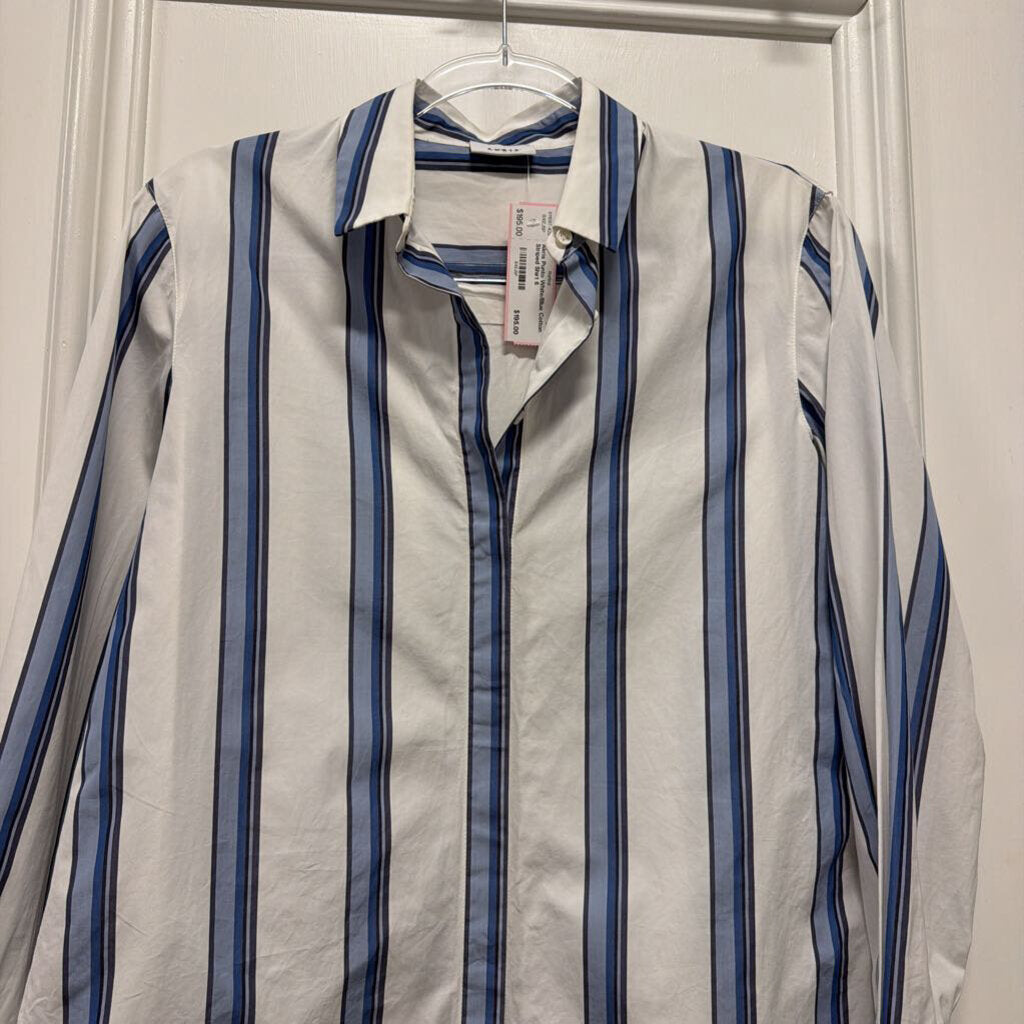 White/Blue Cotton Striped Shirt