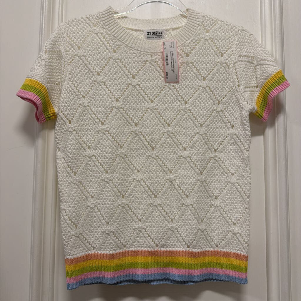 White/Multi Stripe Cotton SS Sweater