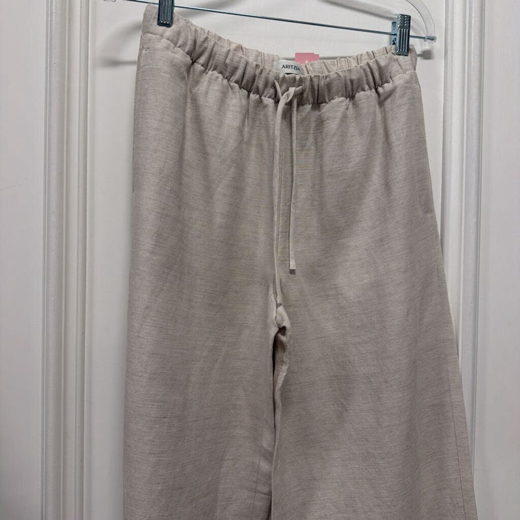 Tan Lyocell/Linen Wide Leg Pants