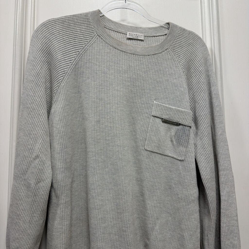 Grey Cotton Pocket Sweater