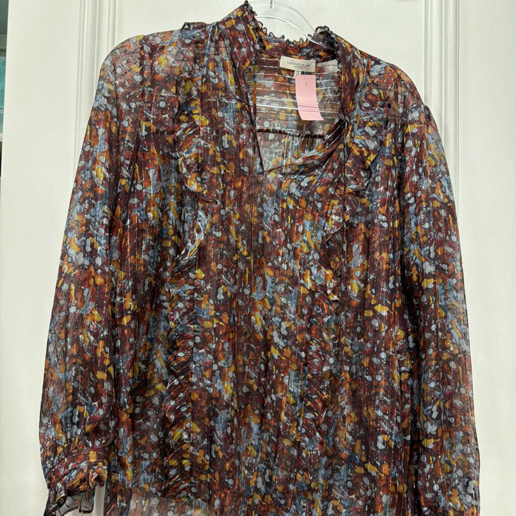 Brown Printed Silk Blouse