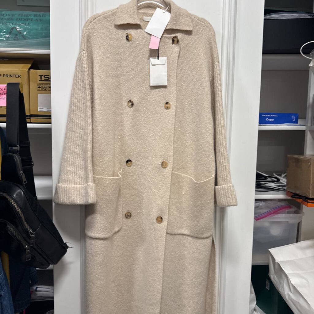 Cream Wool/Cashmere Sweater Coat w/ Belt (NWT)