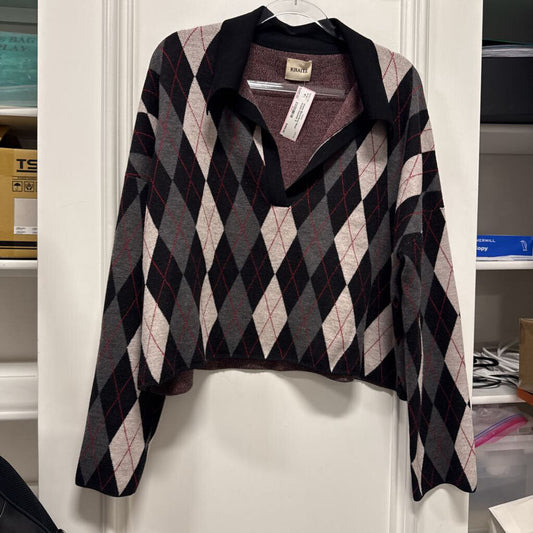Black/Gray Wool Argyle Sweater