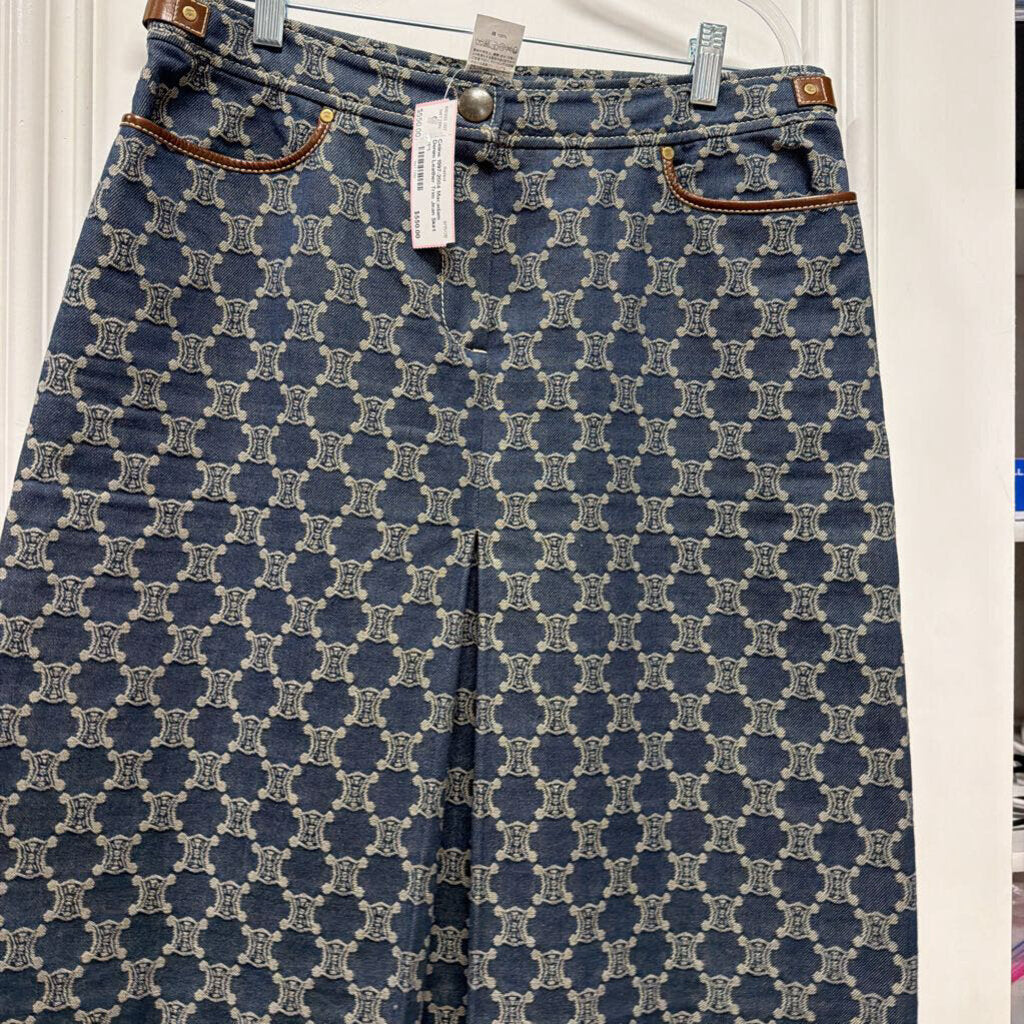 1997-2004 Macadam Denim Leather Trim Jean Skirt