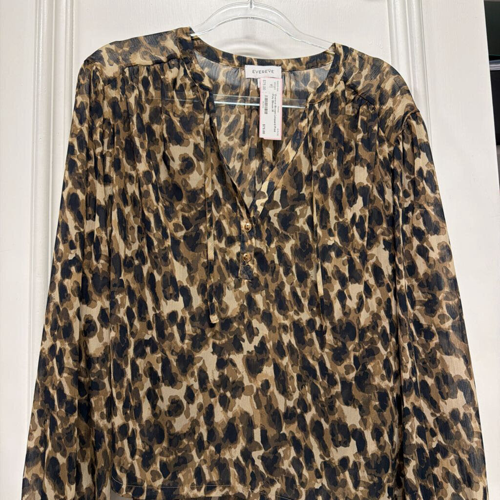 Brown Leopard Print Poly Blouse