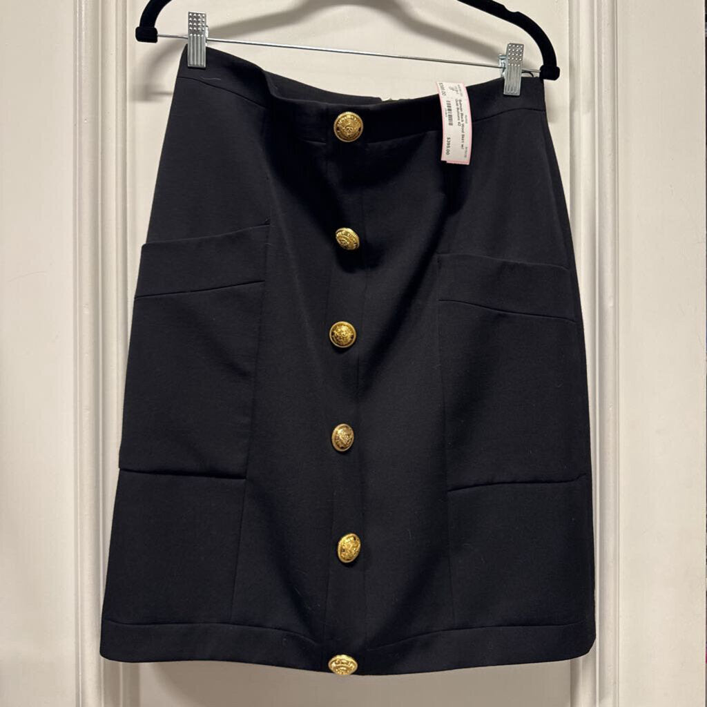 Black Wool Skirt w/ Gold Buttons