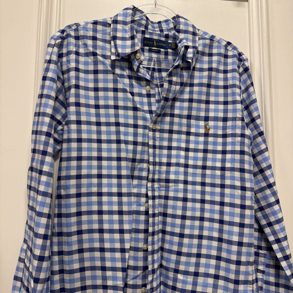Blue Cotton Plaid Shirt