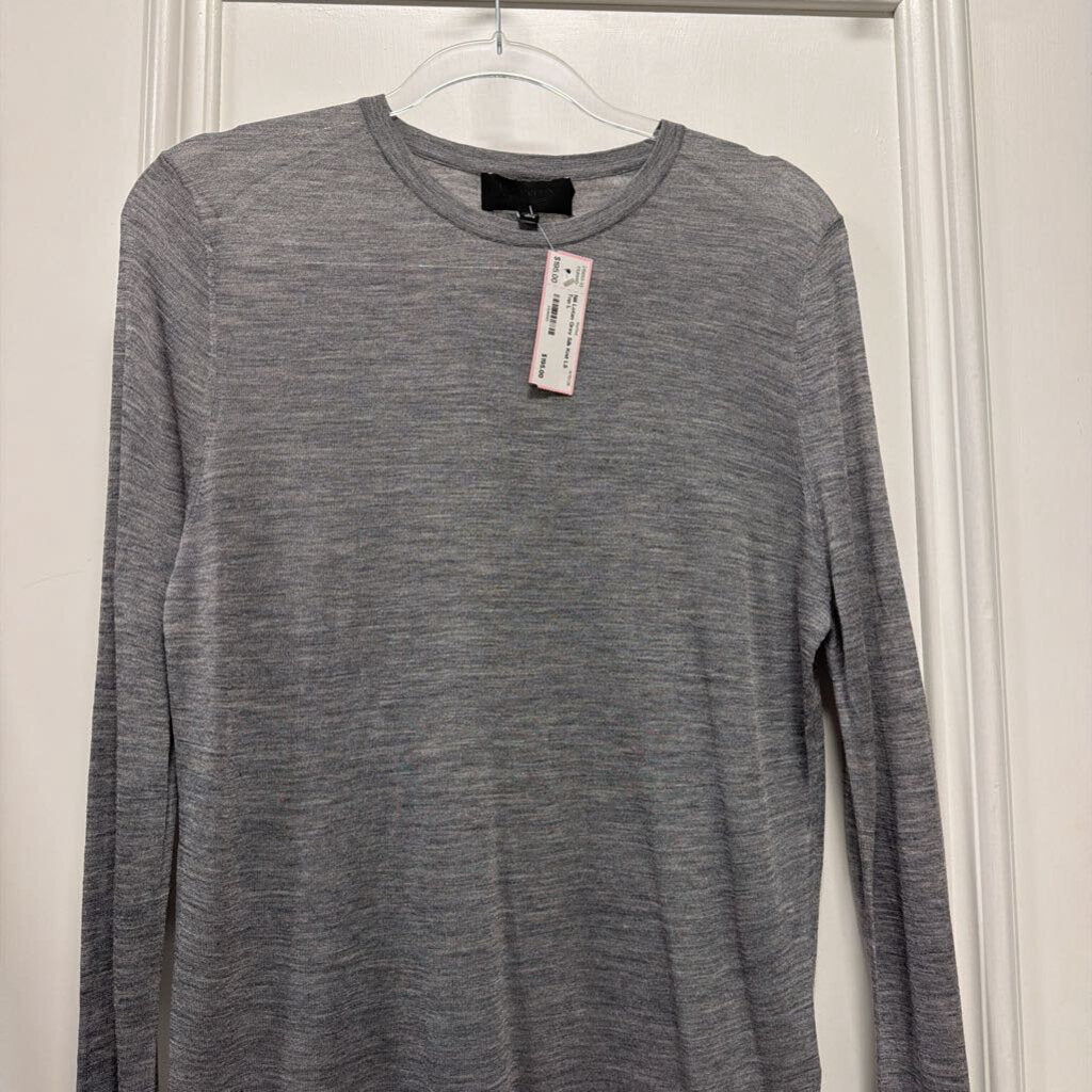 Grey Silk Knit LS Top