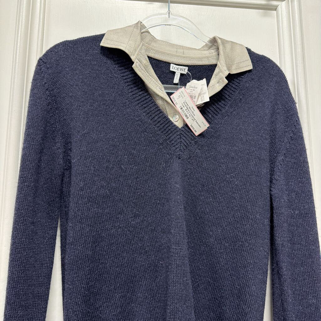 Navy/Gray Wool/Alpaca Layered Sweater (est. $2642)