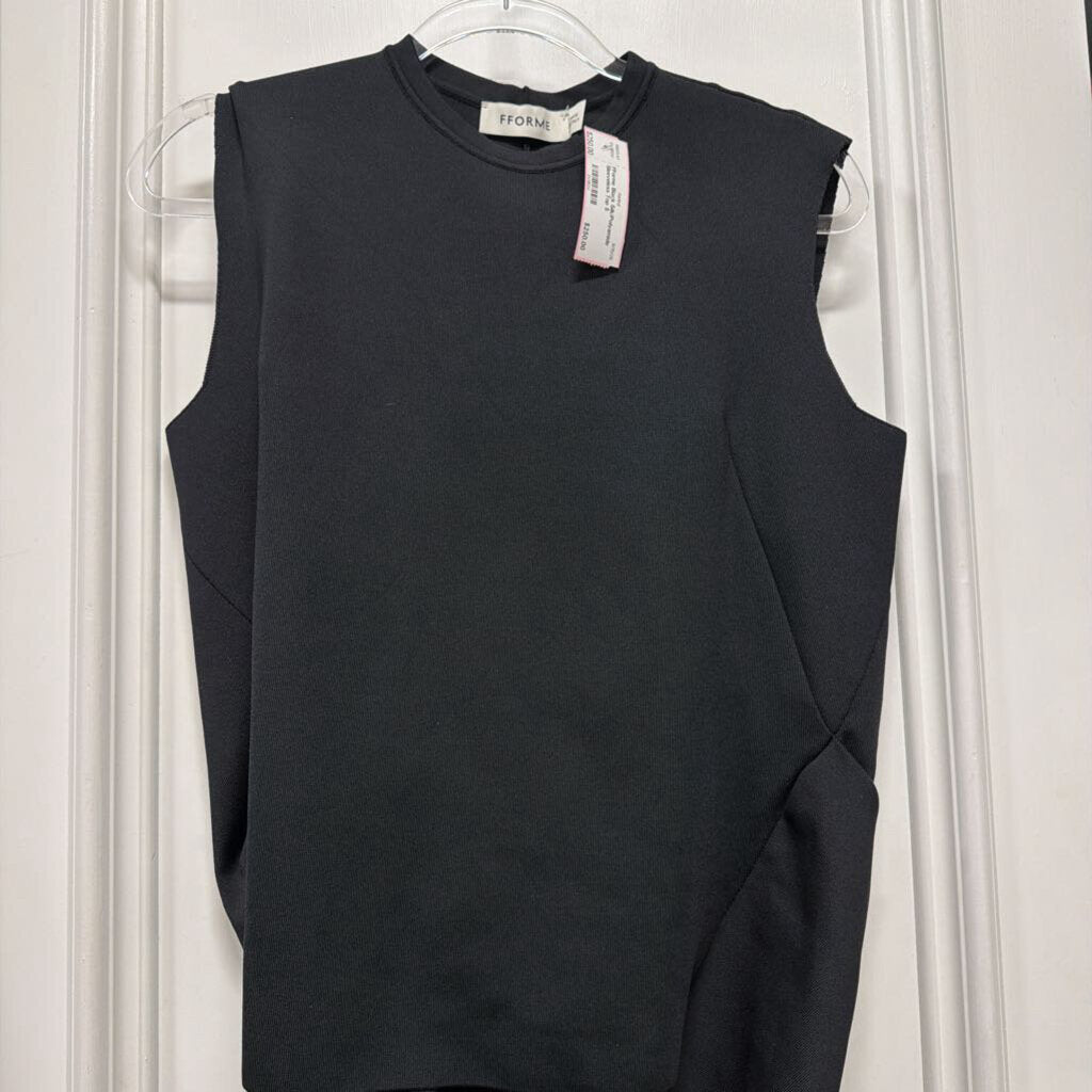 Black Silk/Polyamide Sleeveless Top