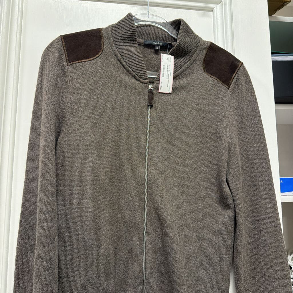 Gray Wool/Cashmere Zip Up Sweater
