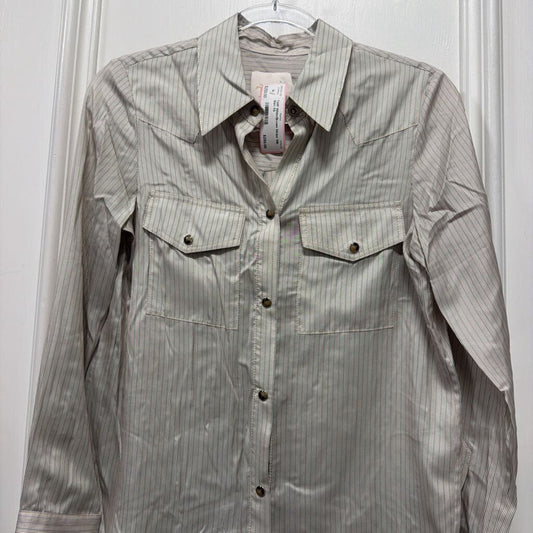 White/Brown Stripe Silk Shirt