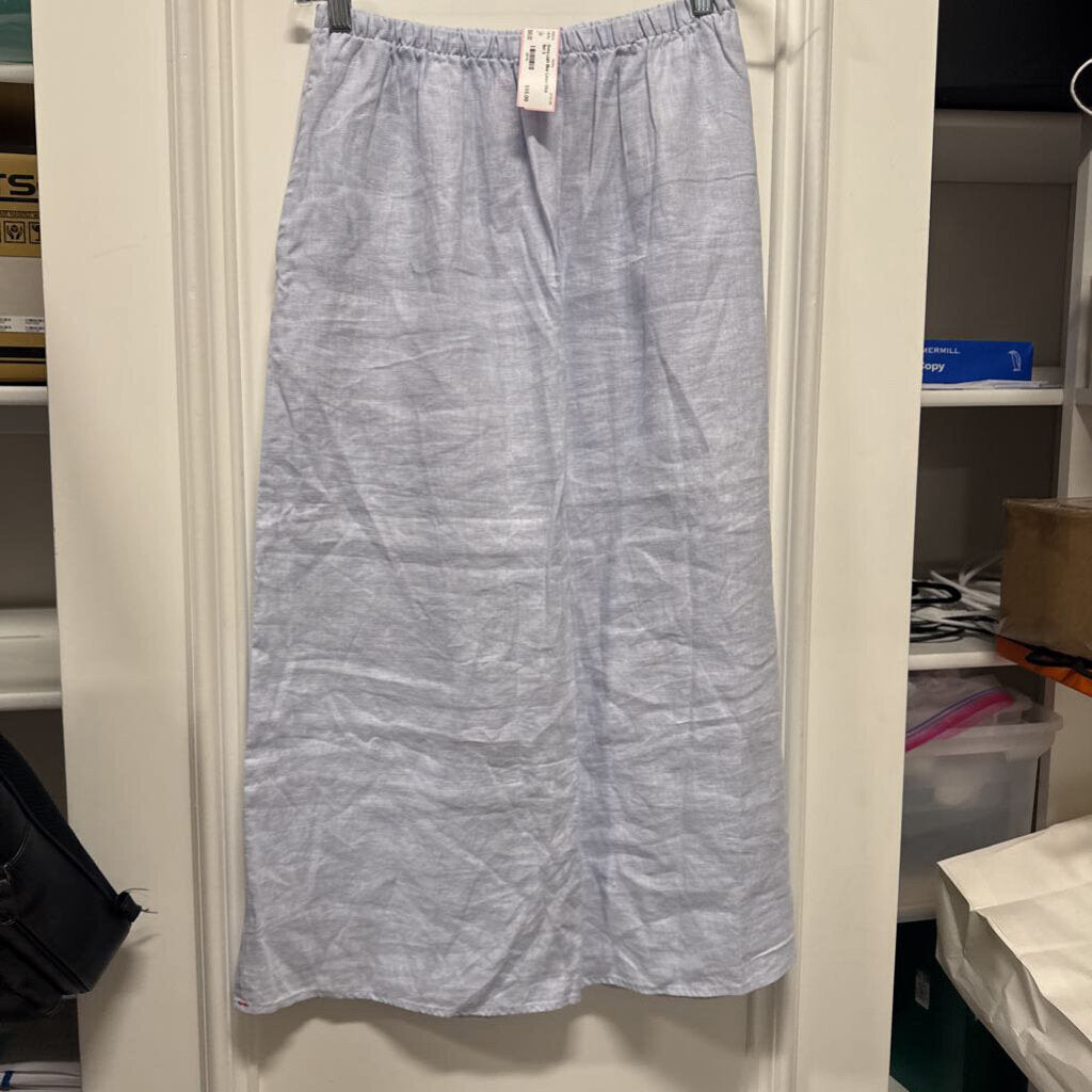 Light Blue Linen Midi Skirt