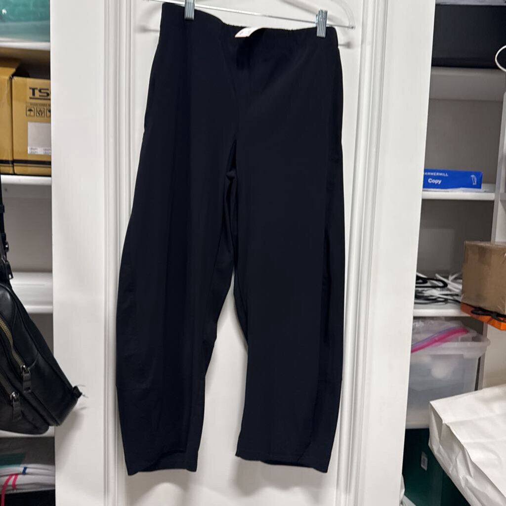 Black Nylon Barrel Leg Pants