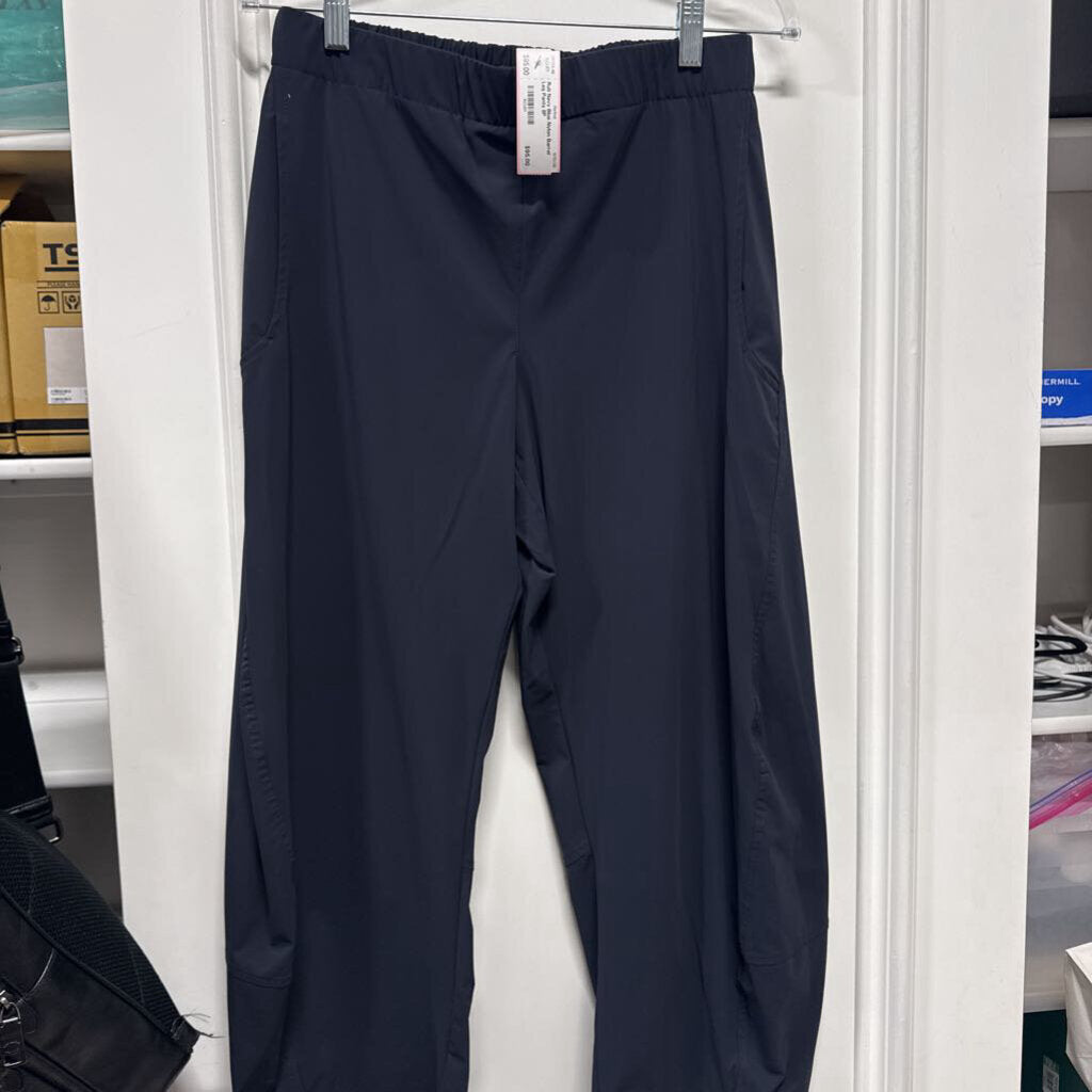 Navy Blue Nylon Barrel Leg Pants