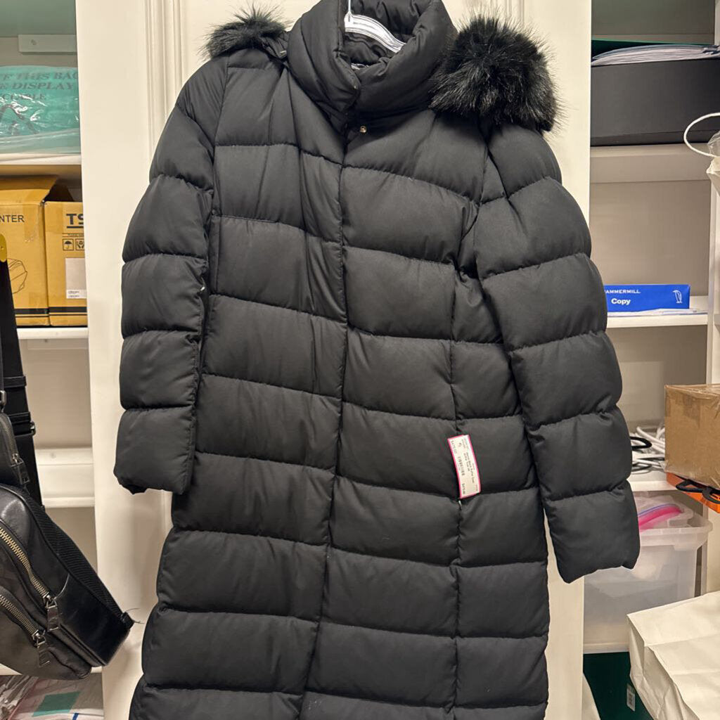 Black Puffer Coat W/Fur Trim