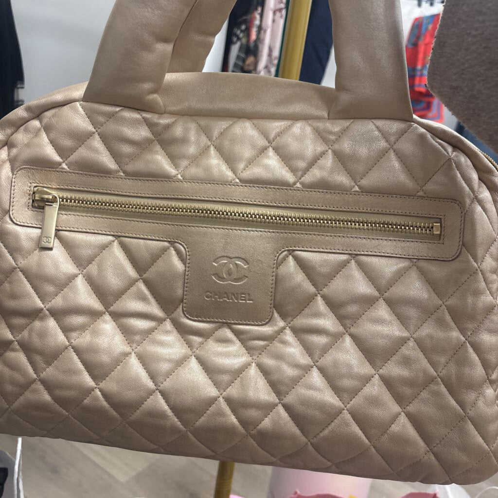 Champagne Metallic Cocoon Bowler Tote
