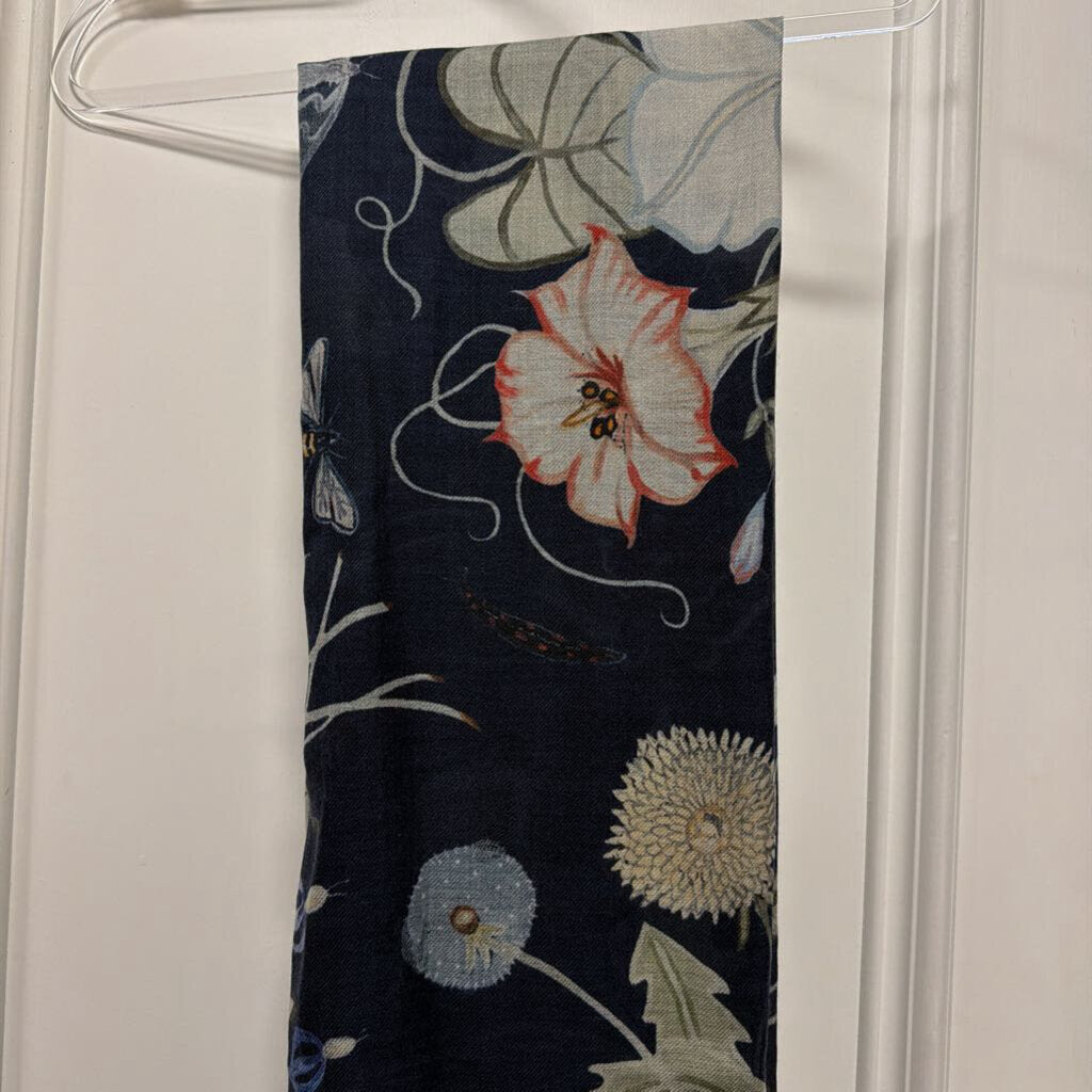 Navy Floral Scarf