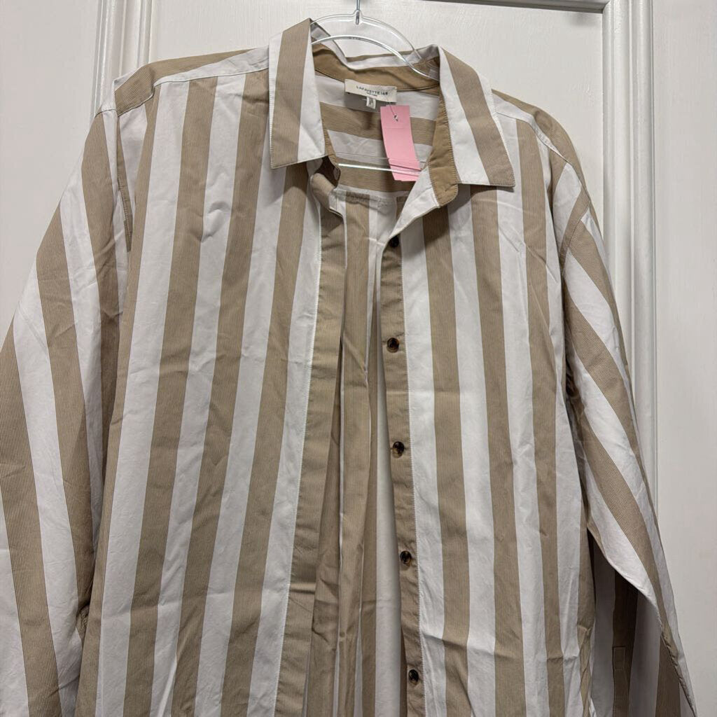 White/Brown Stripe Cotton Shirt