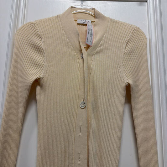 Cream Lyocell Blend Ribbed Cardigan
