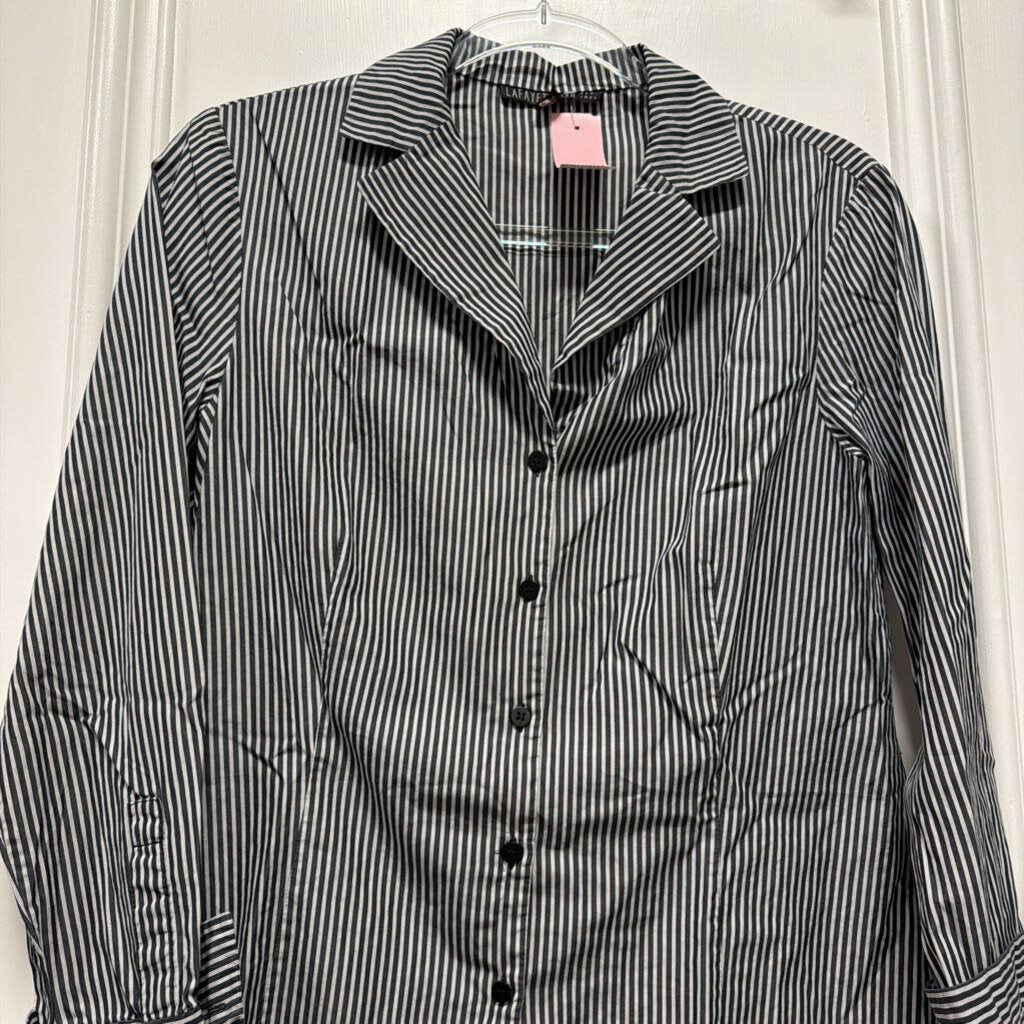 Black/White Stripe Cotton Blend Shirt