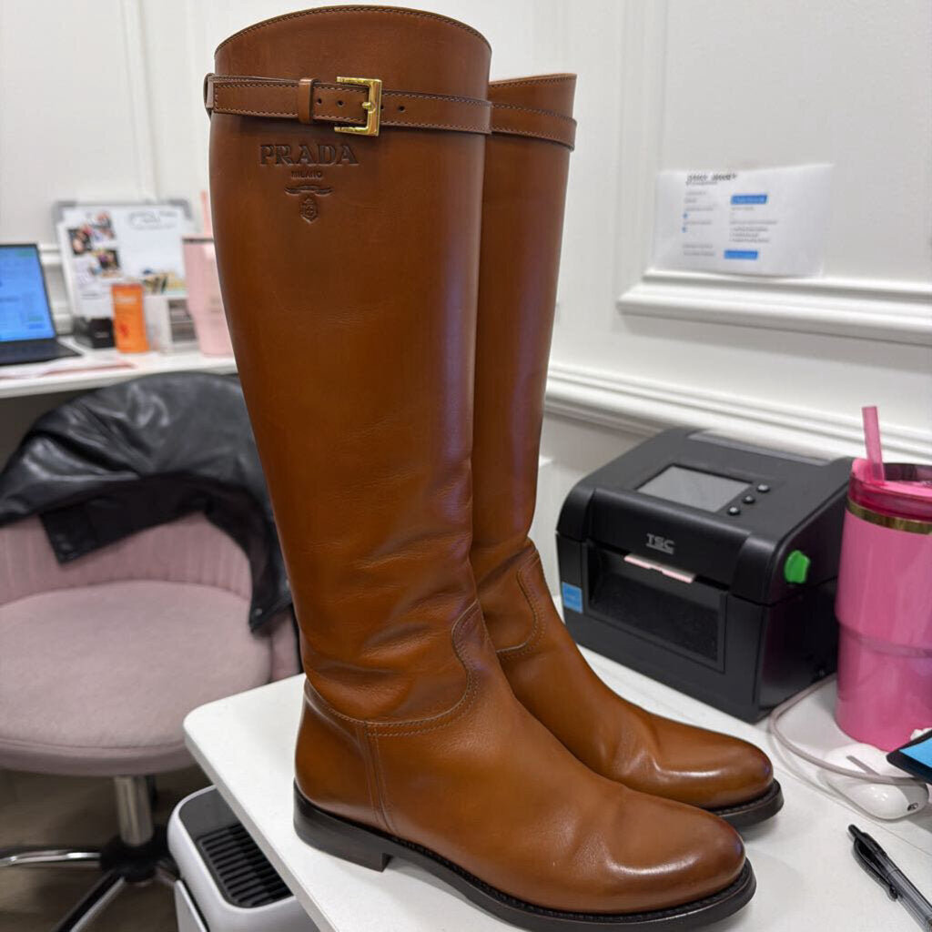 Camel Leather Riding Boots (37)