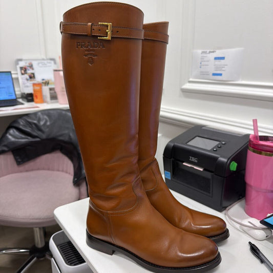 Camel Leather Riding Boots (37)