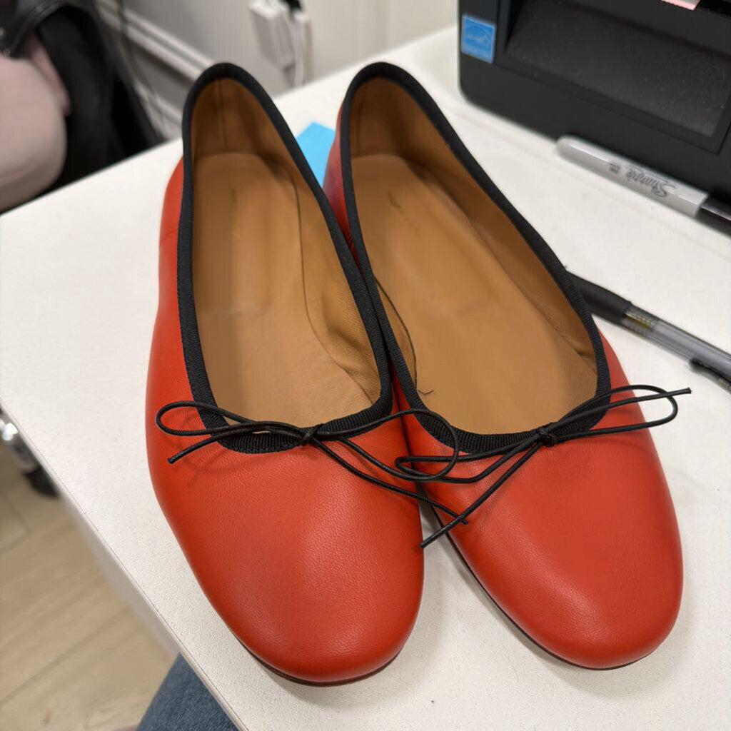 Red Leather Ballet Flats (39)