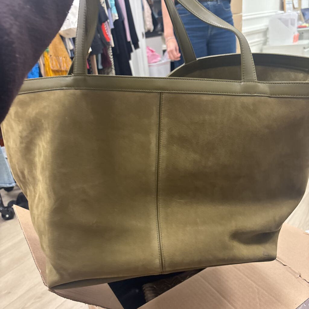 Green Suede Flip Flap Tote