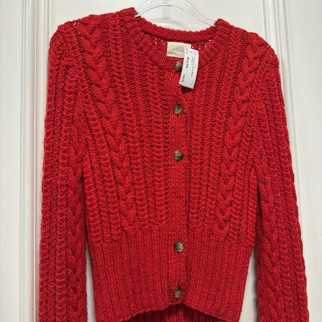 Red Alpaca Blend Cardigan