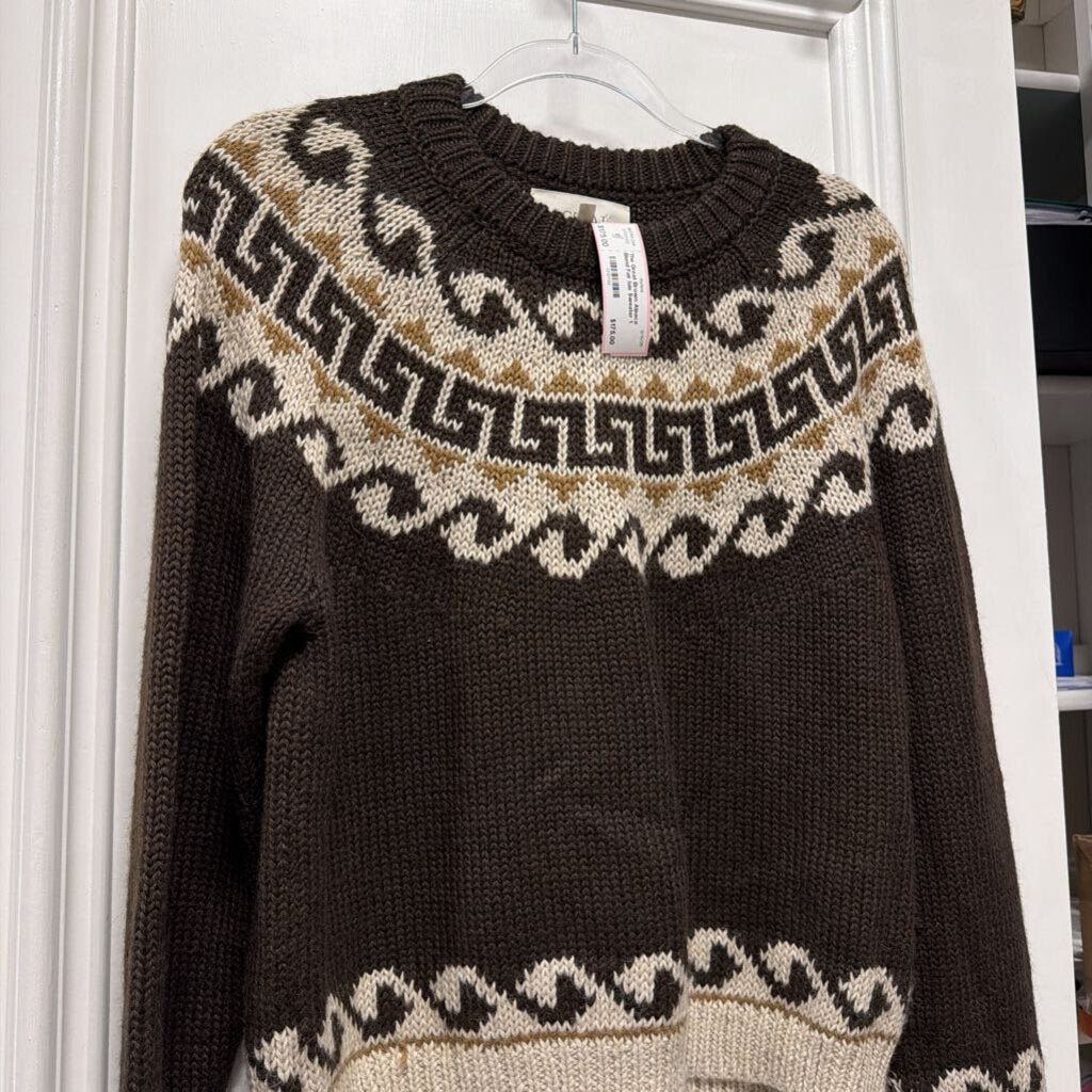 Brown Alpaca Blend Fair Isle Sweater