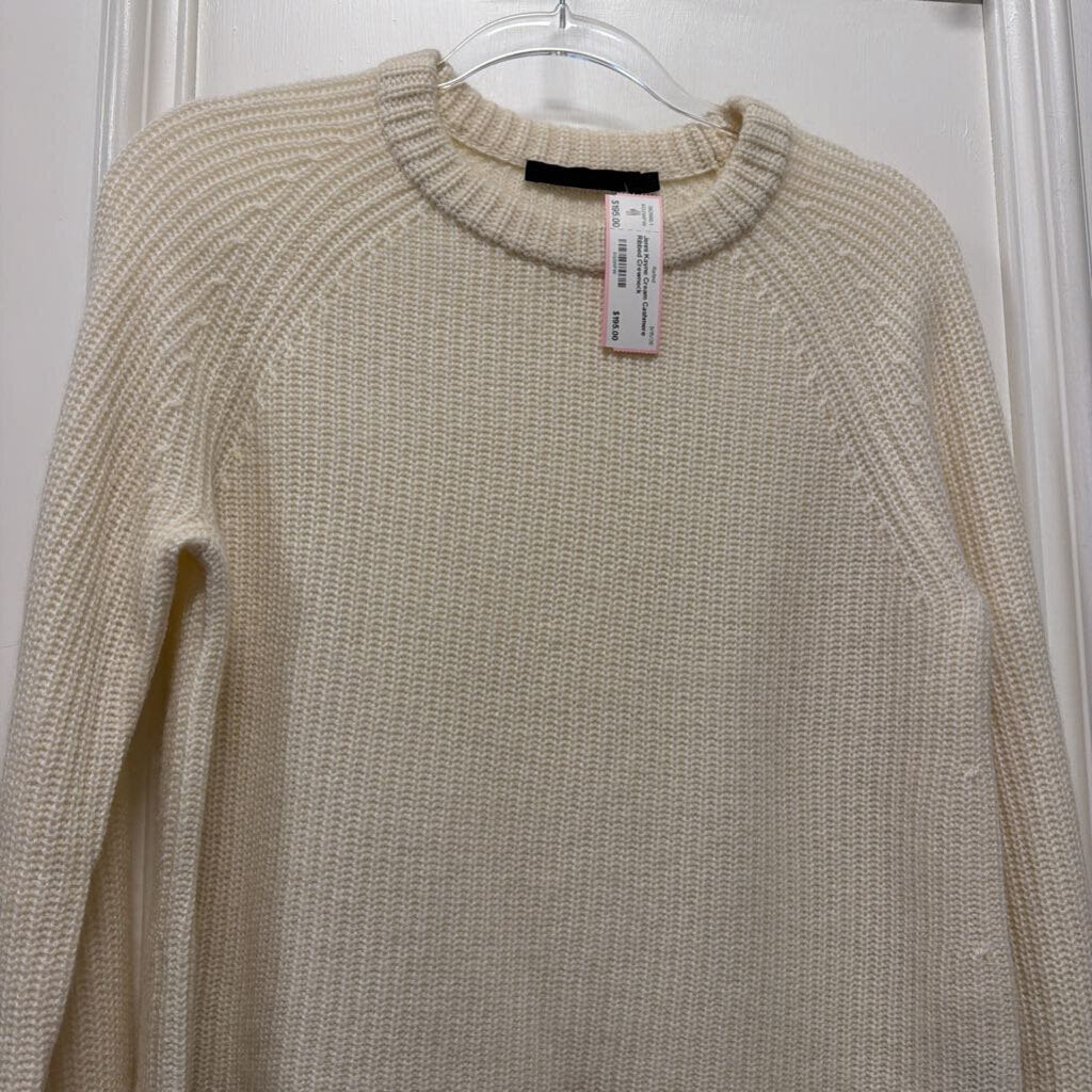 Cream Cashmere Ribbed Crewneck