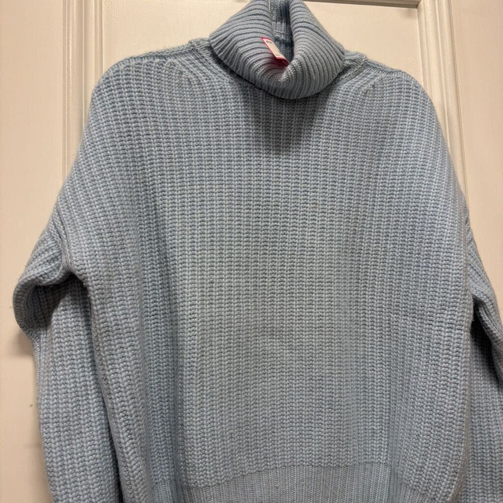 Blue Cashmere Turtleneck Sweater