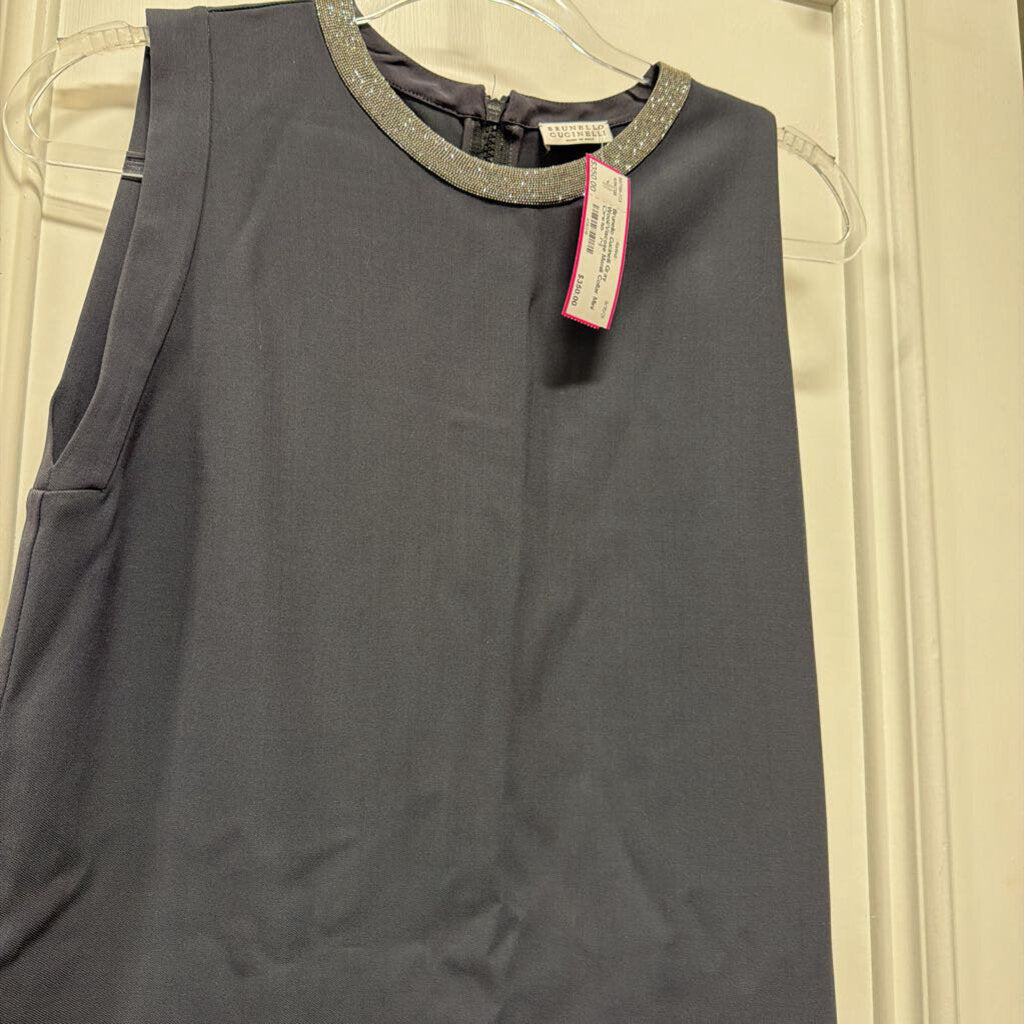 Gray Wool/Viscose Monili Collar Mini Dress