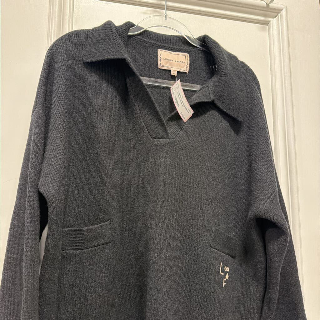 Black Cashmere Collared Sweater