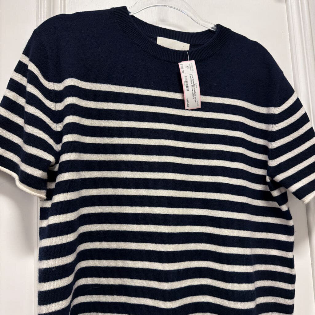 Navy/White Stripe Cashmere SS Sweater