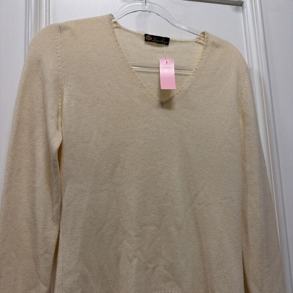 Cream Cashmere V Neck Sweater