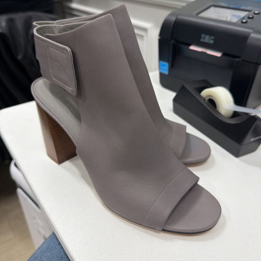 Grey Leather Peep Toe Booties (39.5) (NEW)