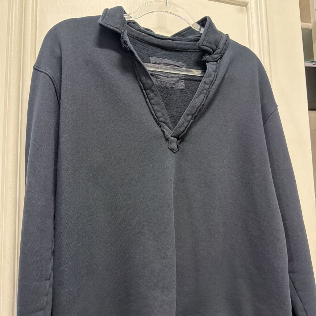 Navy Blue Cotton V Neck Sweatshirt