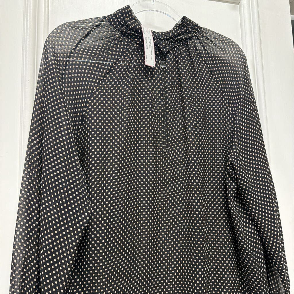 Black/White Polka Dot Silk Top