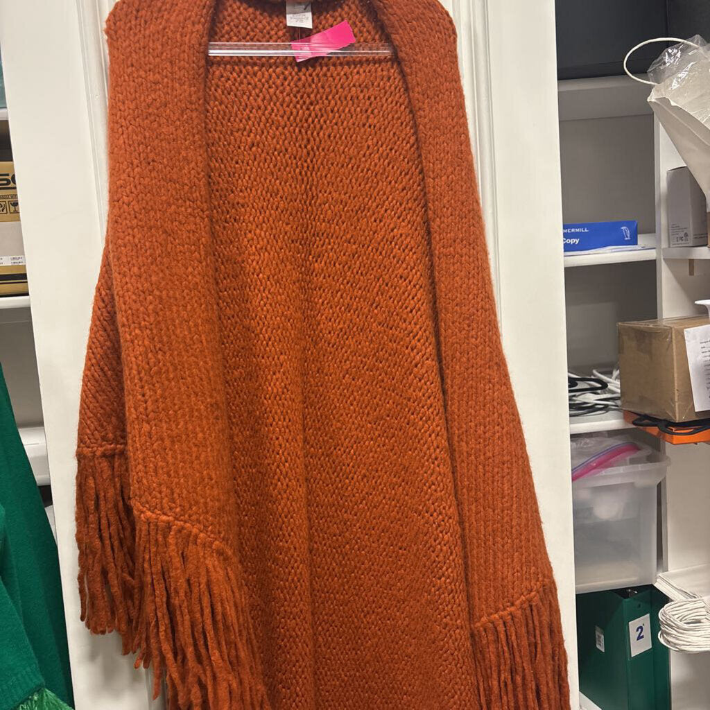 Orange Cashmere Chunky Knit Wrap