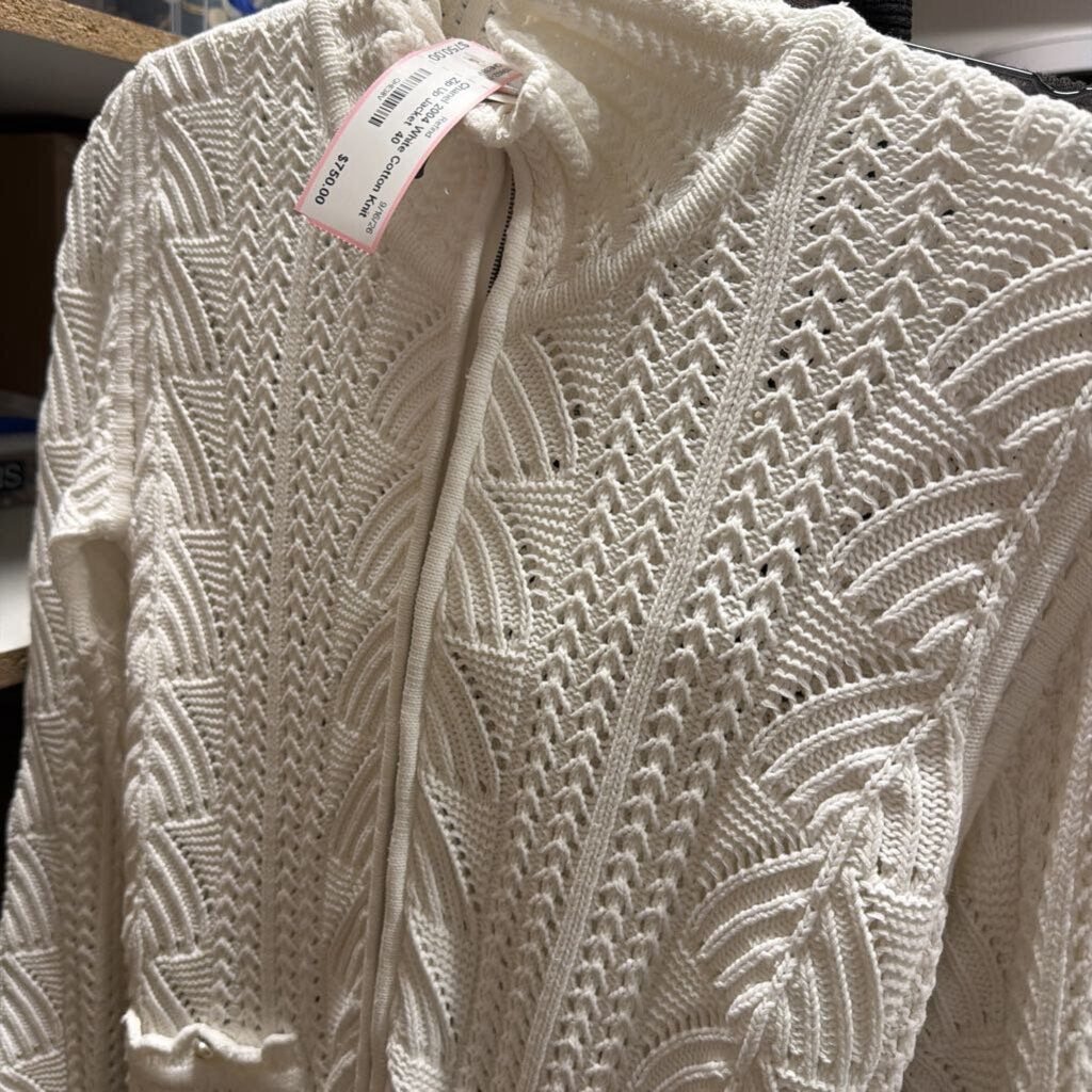 2004 White Cotton Knit Zip Up Jacket