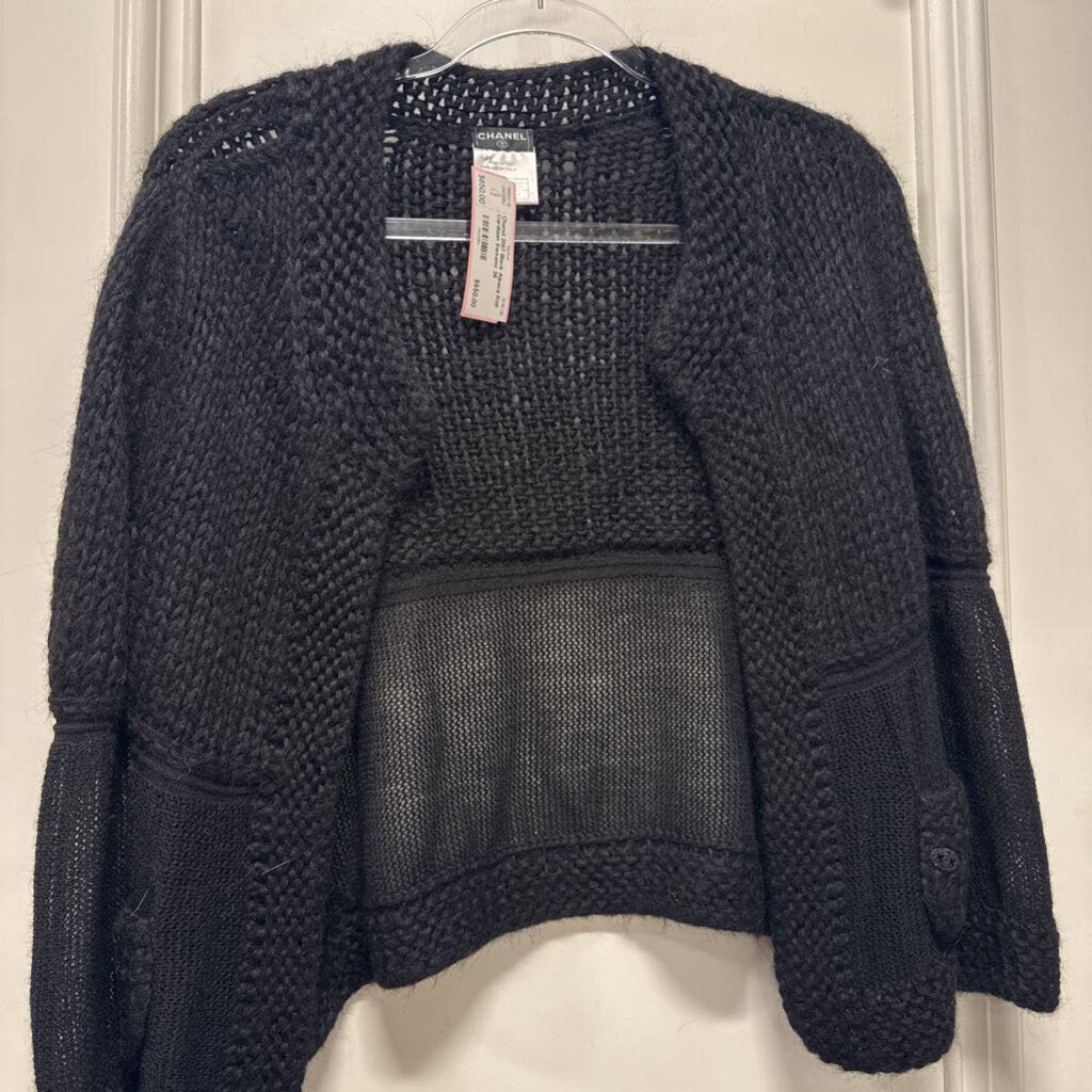 2007 Black Alpaca Knit Cardigan Sweater