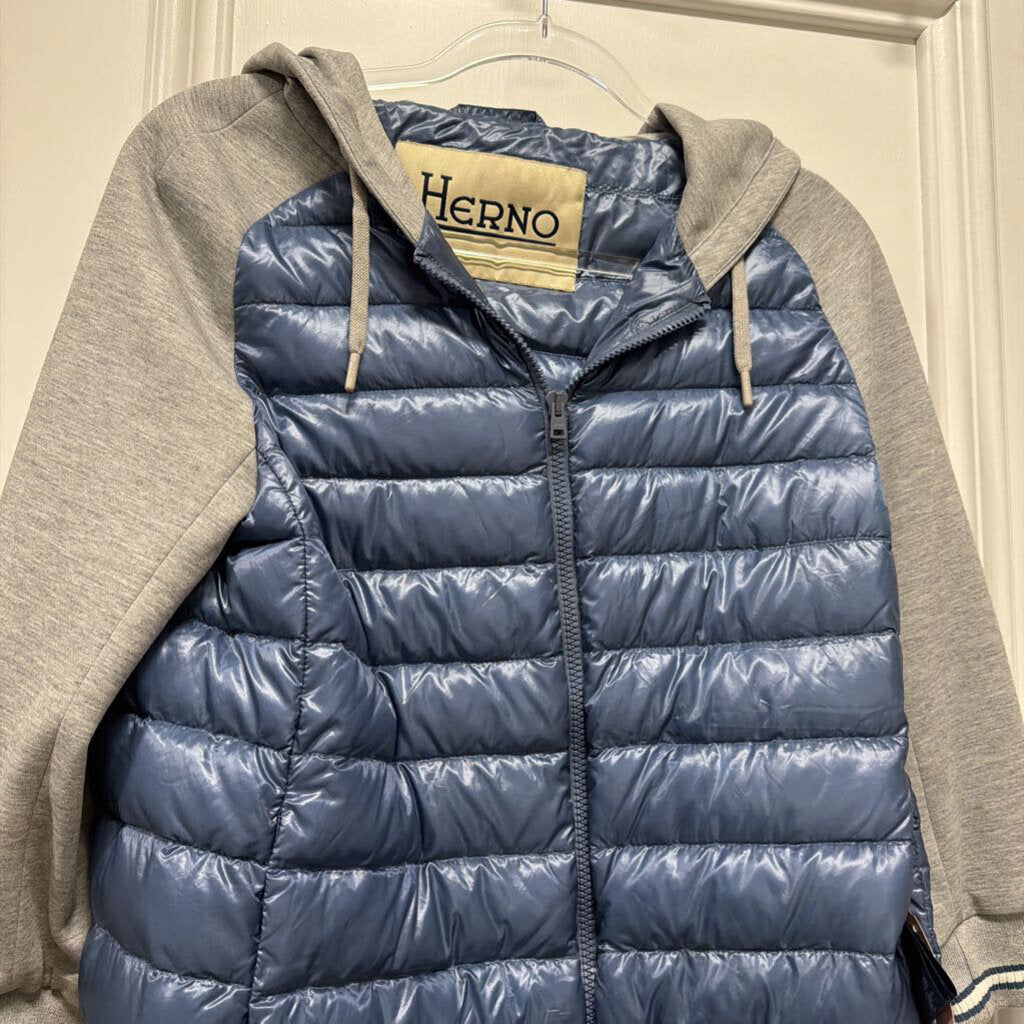 Blue/Gray Down Sweatshirt Puffer Jacket
