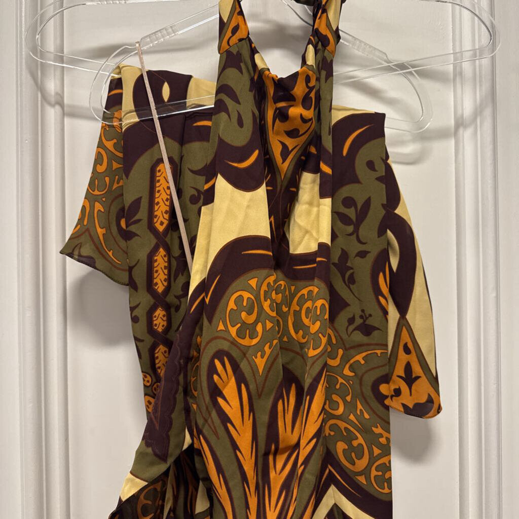 Multicolor Silk Halter Maxi Dress (NWT)