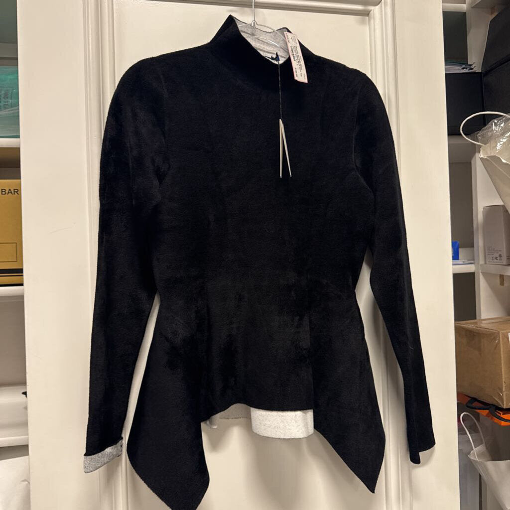Black Viscose Blend Mock Neck Top (NWT $1190)