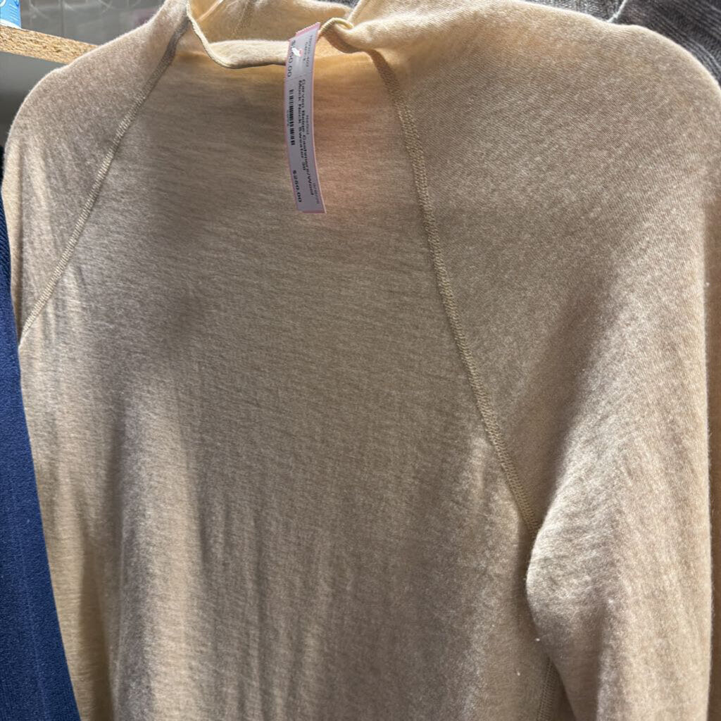 Beige Cashmere/Wool Mock Neck Sweater